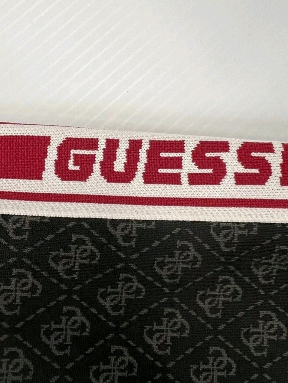 Guess Men's Black Monogram Zip Hoodie with Burgundy Stripe Size M - Picture 7 of 7